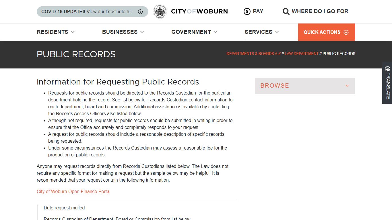 Public Records - City of Woburn